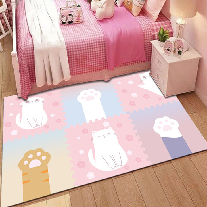 Stornfield | Stylish multicolored polyester rug for kids with animal and stripe pattern, washable, pet-friendly, non-slip rug for kids' room