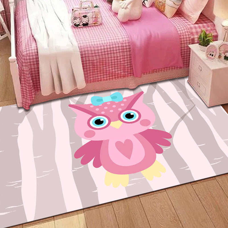Stornfield | Stylish multicolored polyester rug for kids with animal and stripe pattern, washable, pet-friendly, non-slip rug for kids' room