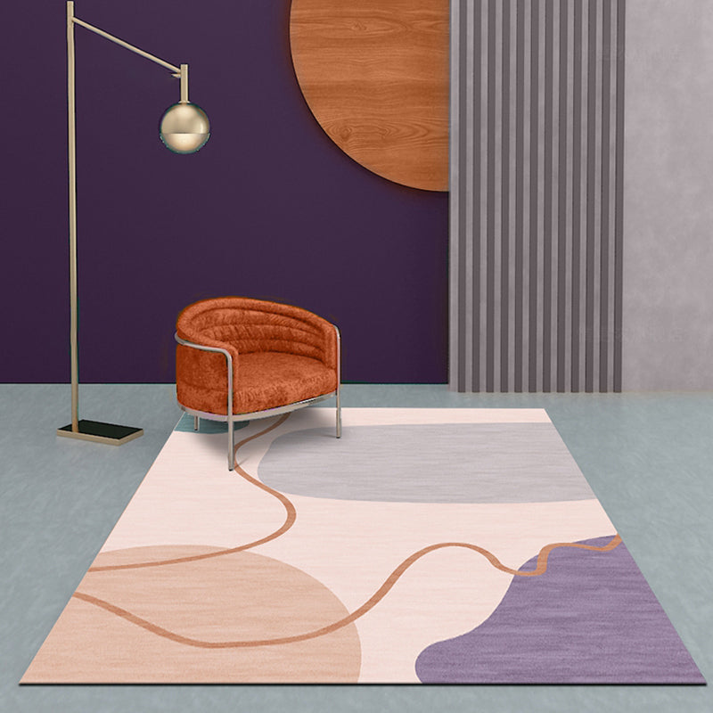Stornfield | Pink Modernist Color Block Rug Washable Non-Slip Pet-Friendly Polyester Area Rug for Home