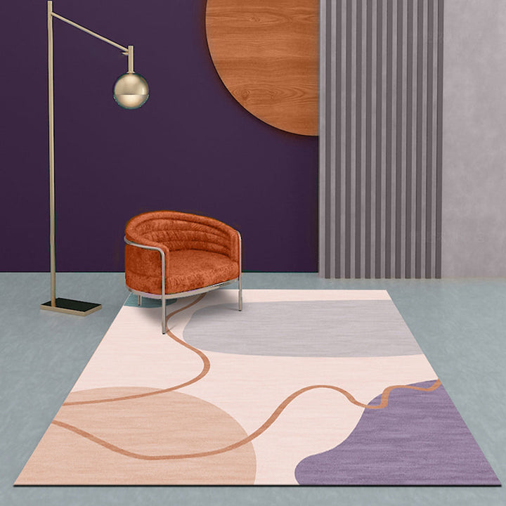 Stornfield | Pink Modernist Color Block Rug Washable Non-Slip Pet-Friendly Polyester Area Rug for Home