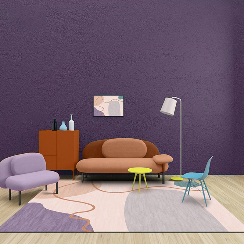 Stornfield | Pink Modernist Color Block Rug Washable Non-Slip Pet-Friendly Polyester Area Rug for Home