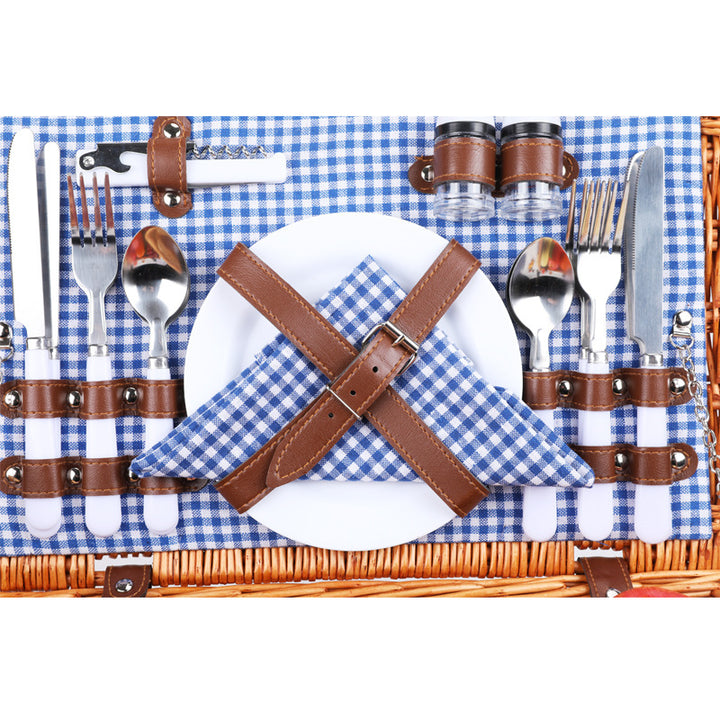 Ladies luxurious picnic basket with integrated crockery set and insulated cooler compartment Stornfield