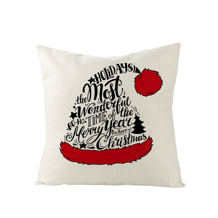 Festive Linen-Texture Decorative Throw Pillow Cover with Sleigh Rides Graphic