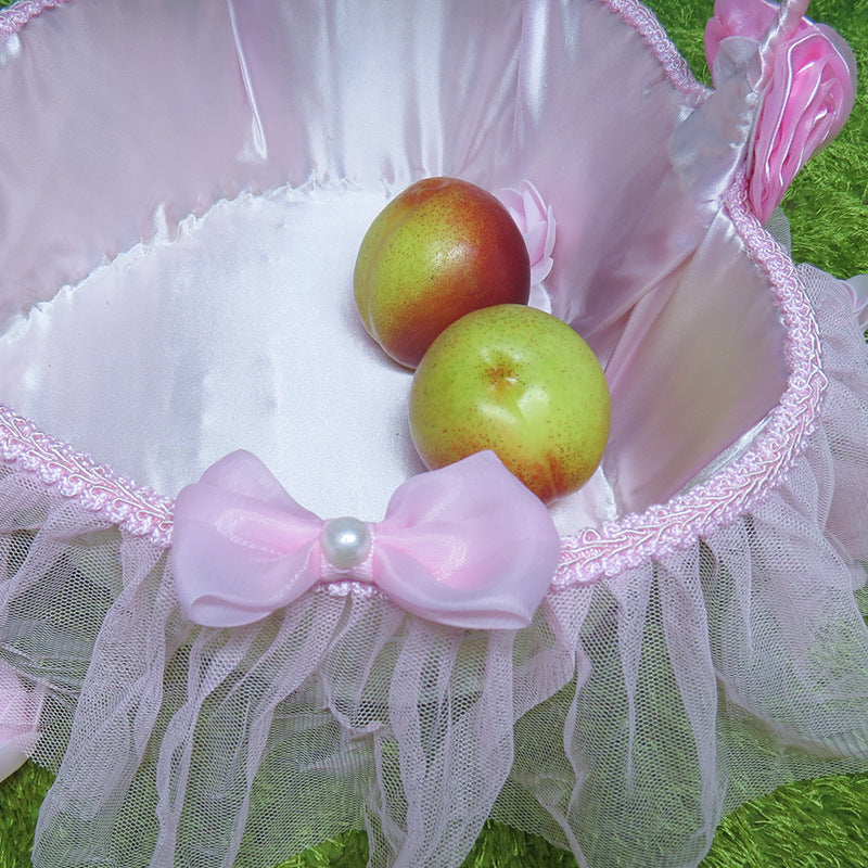 Ladies Elegant Decorative Basket with Tulle and Flowers Stornfield
