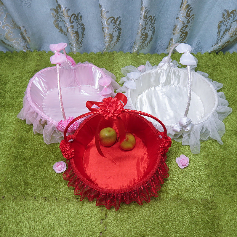 Ladies Elegant Decorative Basket with Tulle and Flowers Stornfield