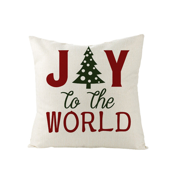Festive Linen-Texture Decorative Throw Pillow Cover with Sleigh Rides Graphic
