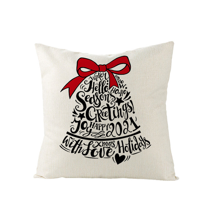 Festive Linen-Texture Decorative Throw Pillow Cover with Sleigh Rides Graphic