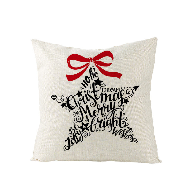Festive Linen-Texture Decorative Throw Pillow Cover with Sleigh Rides Graphic