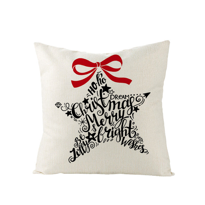 Festive Linen-Texture Decorative Throw Pillow Cover with Sleigh Rides Graphic