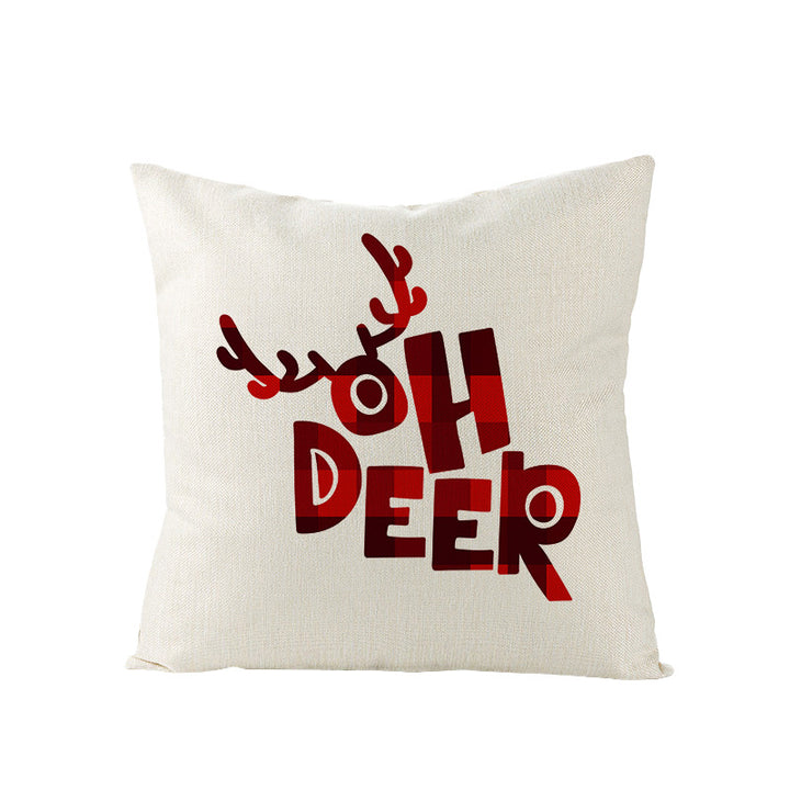 Festive Linen-Texture Decorative Throw Pillow Cover with Sleigh Rides Graphic