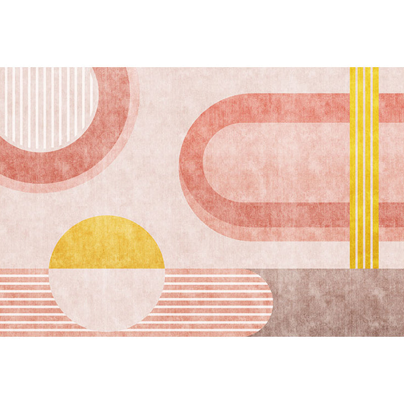 Stornfield | Stylish orange modern polyester rug with geometric pattern Washable rug, pet-friendly, non-slip rug for the living room