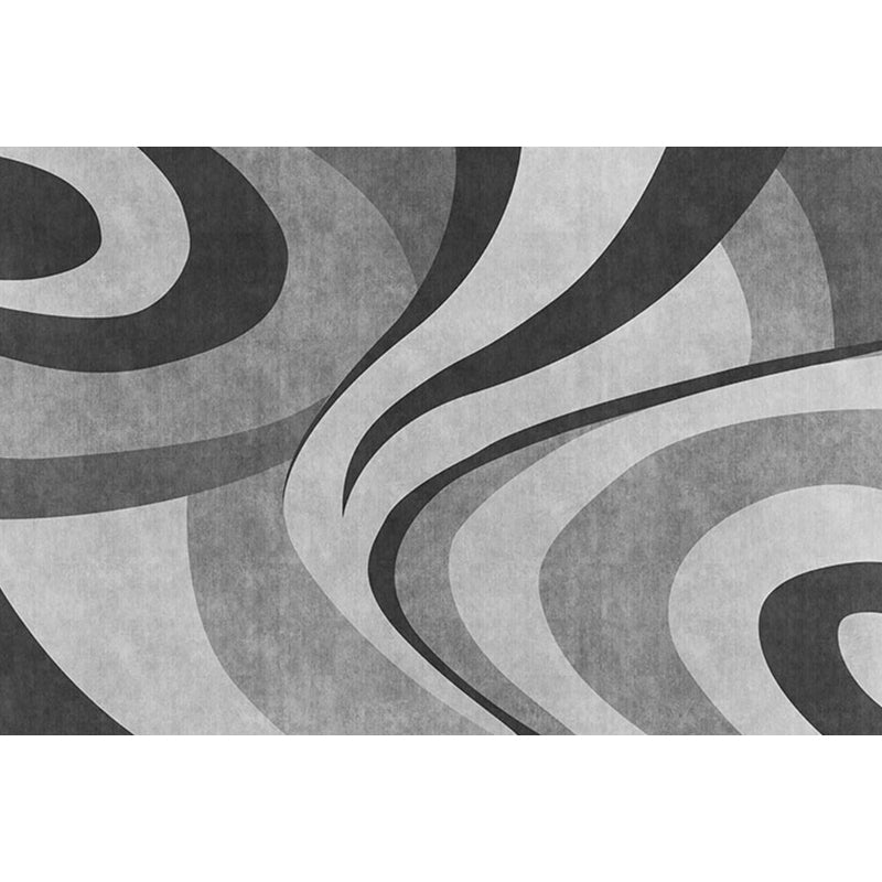 Stornfield | Stylish Modernism Gray and Red Swirl Stripe Pattern Rug Pet Friendly Non-Slip Washable Area Rug for Decoration
