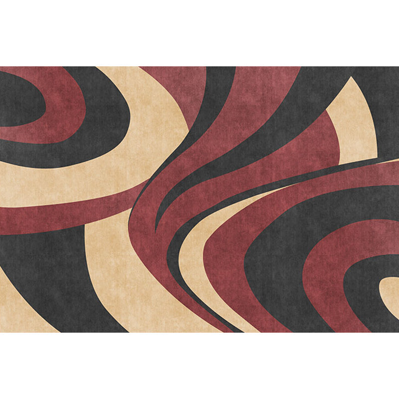 Stornfield | Stylish Modernism Gray and Red Swirl Stripe Pattern Rug Pet Friendly Non-Slip Washable Area Rug for Decoration