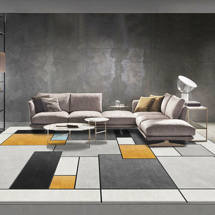 Stornfield | Elegant Gray Innovative Polyester Geometric Pattern Rug, Washable and Non-Slip, Pet-Friendly, for Living Room
