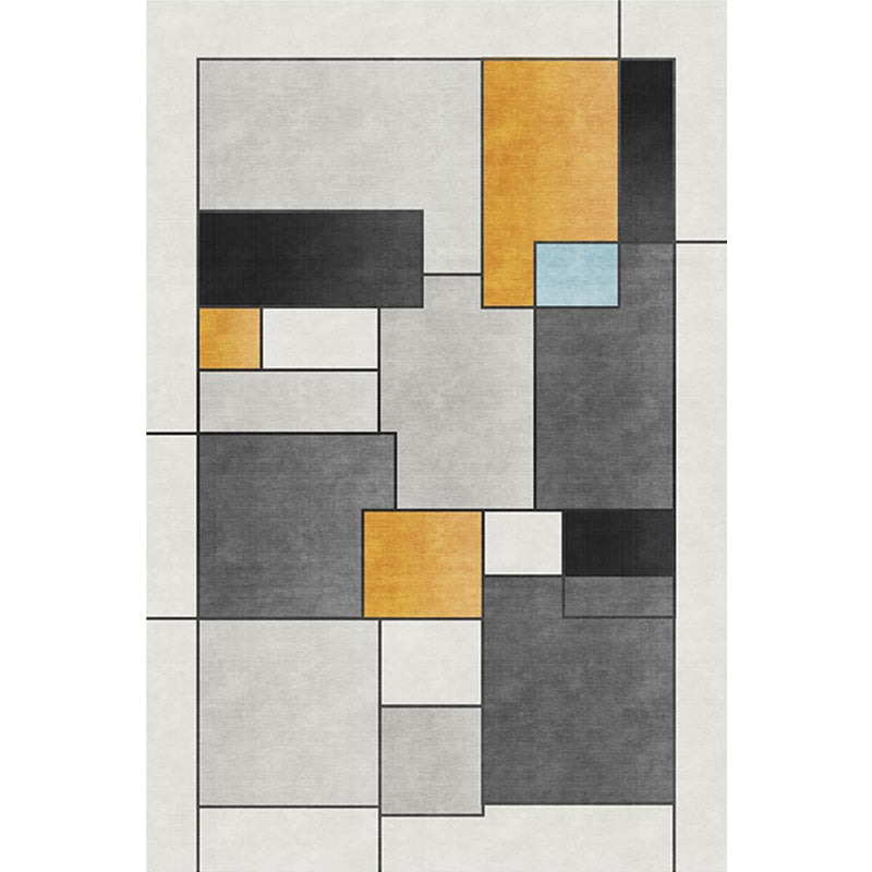Stornfield | Elegant Gray Innovative Polyester Geometric Pattern Rug, Washable and Non-Slip, Pet-Friendly, for Living Room