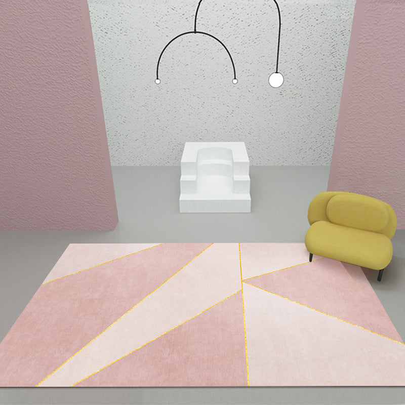 Stornfield | Stylish Modernism Rug Pink and White Geometric Pattern Pet Friendly Non-Slip Washable Decor Rug