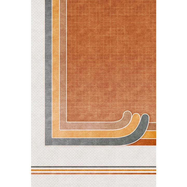 Stornfield | Innovative Geometric Carpet with Orange Checkered Pattern Non-Slip Polyester Rug Washable Pet-Friendly Mat for Home