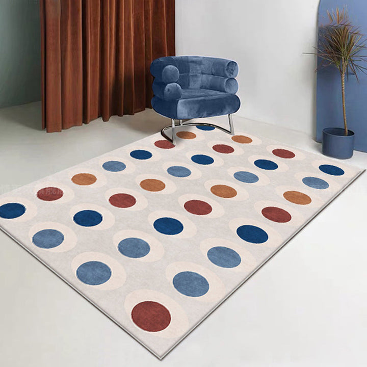 Stornfield | Multicolored Innovative Circles Pattern Polyester Rug Washable Non-Slip Pet Friendly Mat for Home