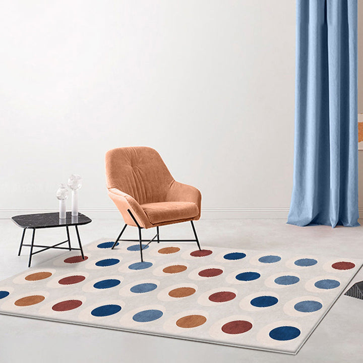 Stornfield | Multicolored Innovative Circles Pattern Polyester Rug Washable Non-Slip Pet Friendly Mat for Home