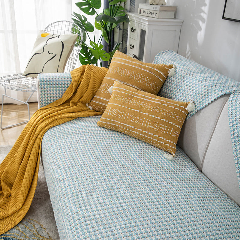 Non-slip sofa cover set with quilted seat cushion and armrest covers Stornfield