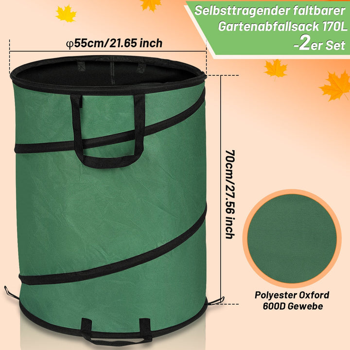 Gartensack Pop Up Garden Waste Bag 170L with Handles | Stornfield