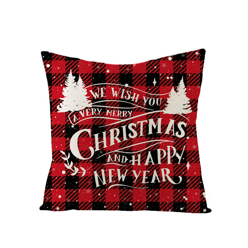 Festive Linen-Texture Decorative Throw Pillow Cover with Sleigh Rides Graphic