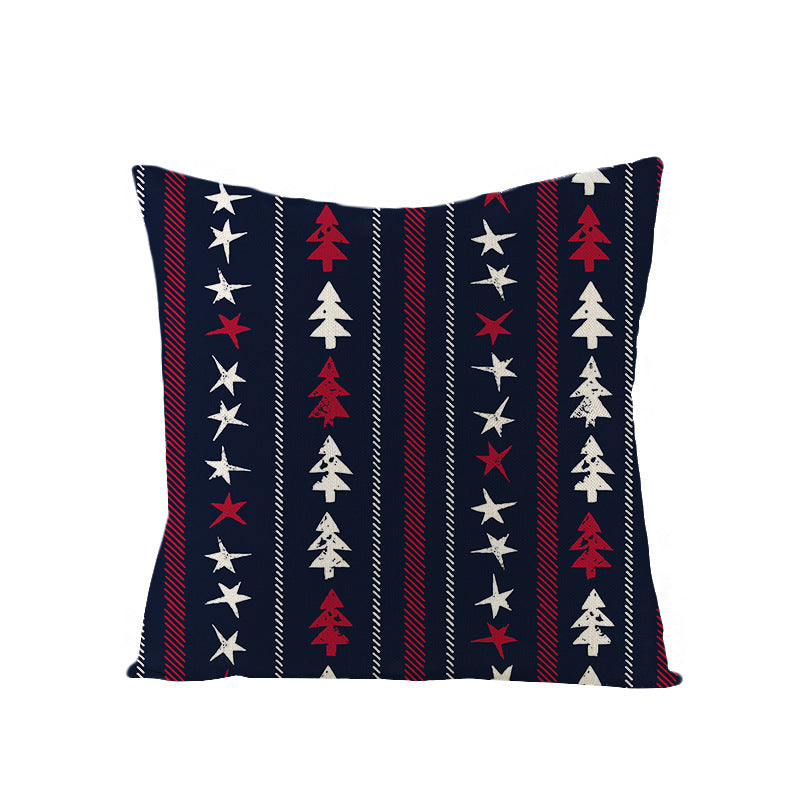 Festive Linen-Texture Decorative Throw Pillow Cover with Sleigh Rides Graphic