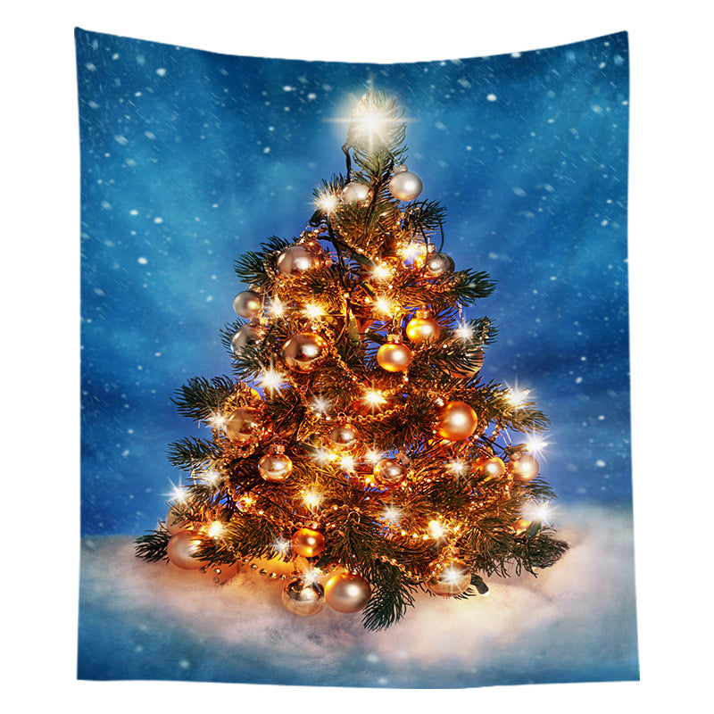 Holiday Wall Tapestry Moonlit Santa Sleigh Forest Scene