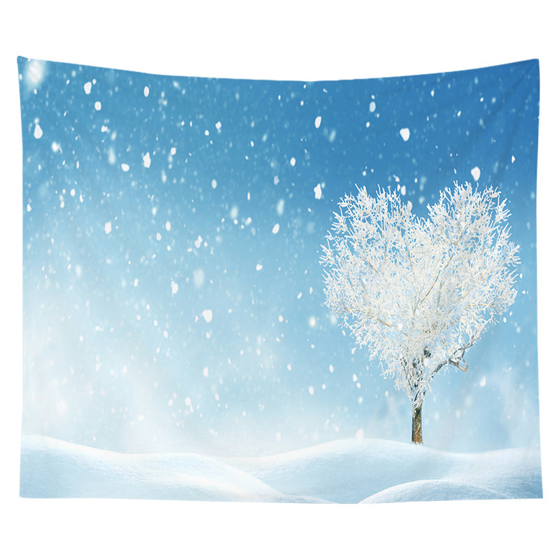 Holiday Wall Tapestry Moonlit Santa Sleigh Forest Scene