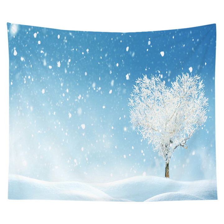 Holiday Wall Tapestry Moonlit Santa Sleigh Forest Scene