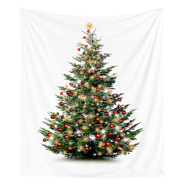 Holiday Wall Tapestry Moonlit Santa Sleigh Forest Scene