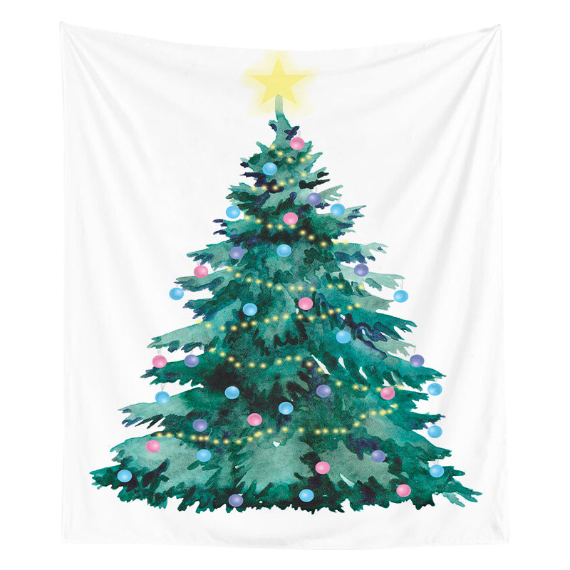 Holiday Wall Tapestry Moonlit Santa Sleigh Forest Scene