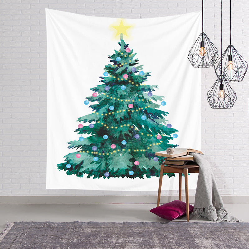 Holiday Wall Tapestry Moonlit Santa Sleigh Forest Scene