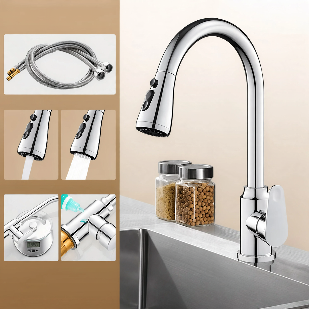Kitchen faucet stainless steel 304, single lever mixer tap