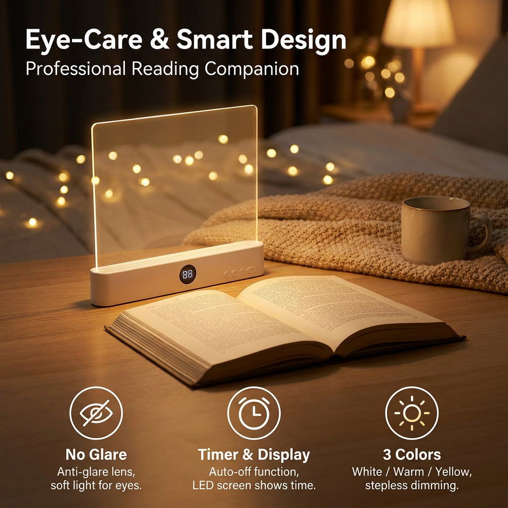 Rechargeable LED reading light with timer