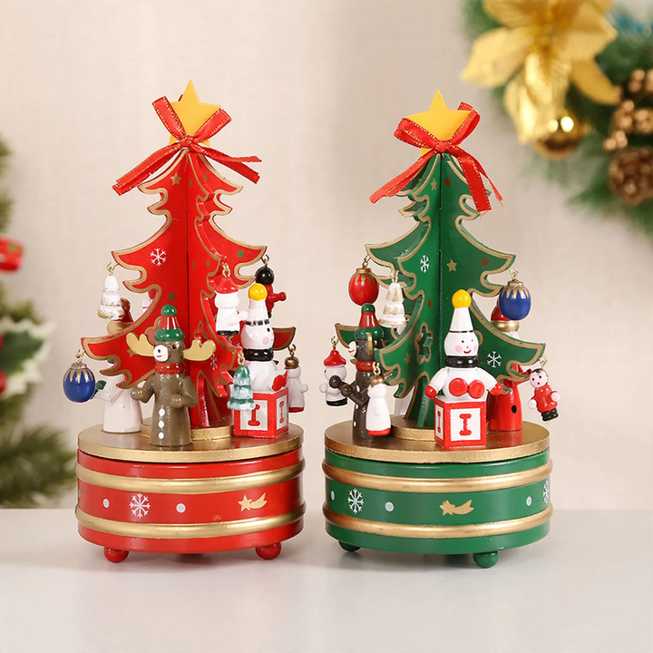 Decorative Christmas tree musical box made of wood