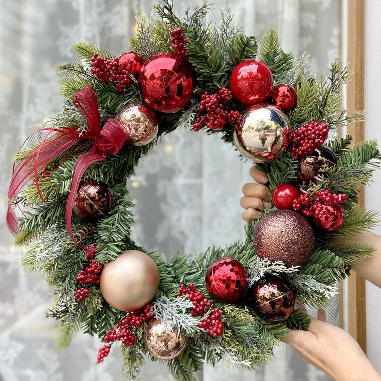 Illuminated Christmas wreath with LED string lights