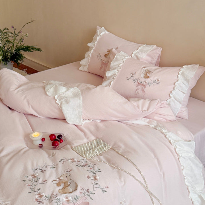 Cotton bedding set, double gauze with embroidery