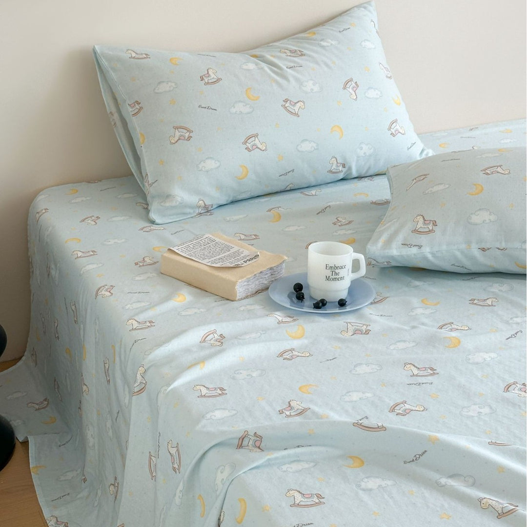 Double-layer cotton fitted sheet, soft and breathable
