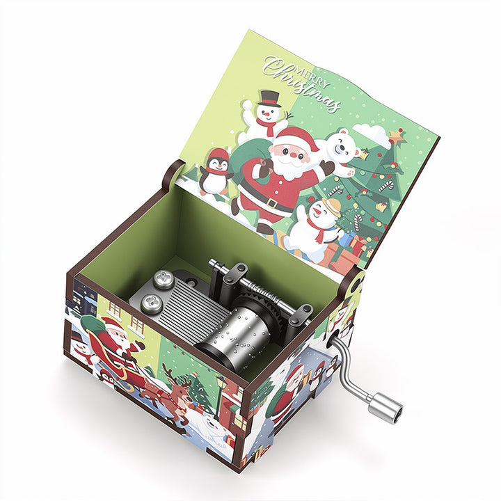 Decorative wooden music box with Christmas design