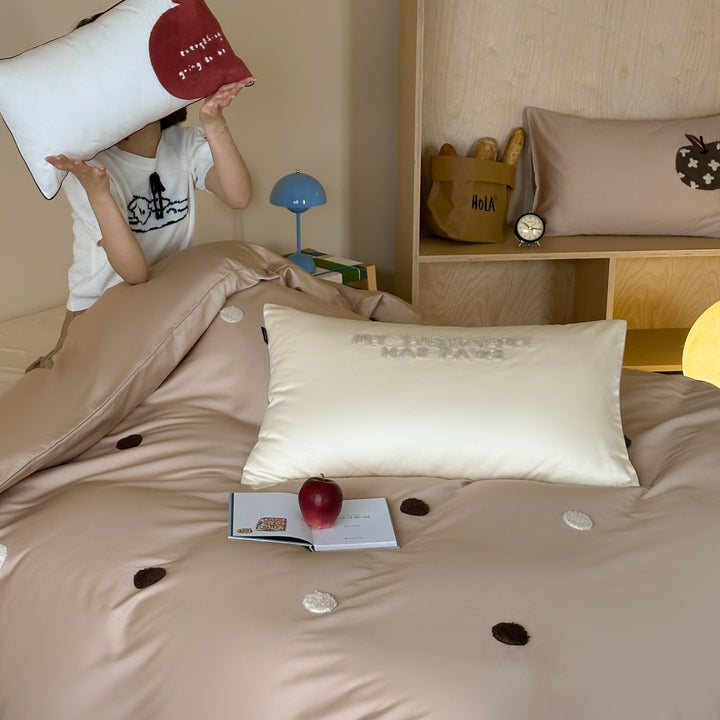 100s Long-staple cotton bedding set with terry embroidery