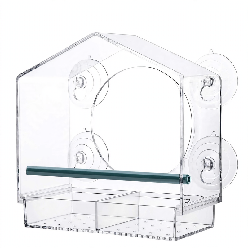 Birdhouse feeding station made of acrylic
