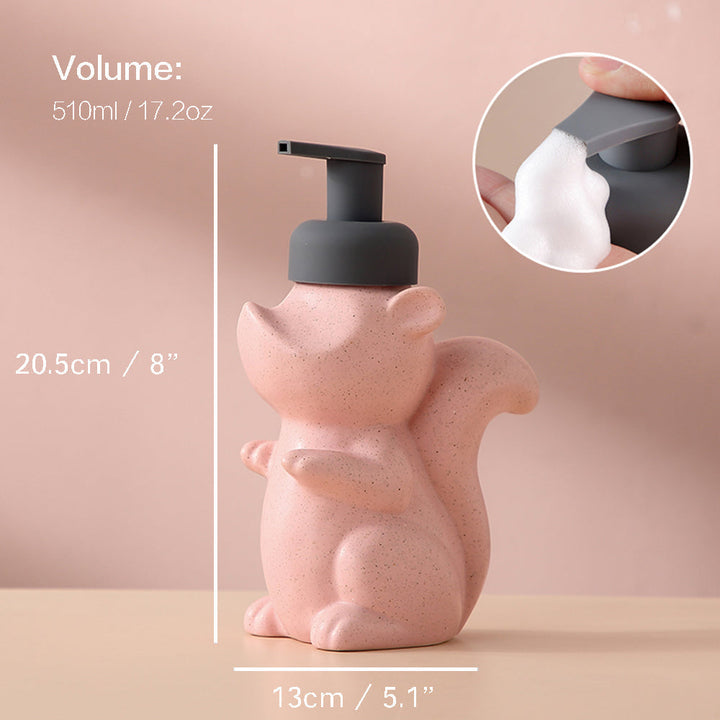 Stornfield | Ceramic Soap Dispenser, Squirrel Foaming Pump Bottle for Bathroom, Animal Design, Reusable Refillable Lotion Pump for Bathroom Kitchen, 510ml/17.2oz