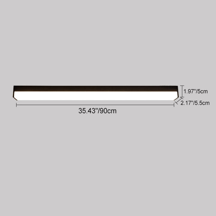 Modern Minimalist Long Rectangle Aluminum PC LED Flush Mount Ceiling Light For Outdoor Patio | Stornfield