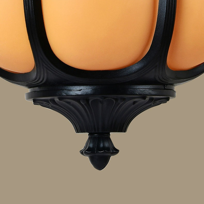 Traditional Chinese Waterproof Aluminum PC Dolomite Elliptical Pumpkin 1-Light Pendant Light For Ourdoor Patio | Stornfield