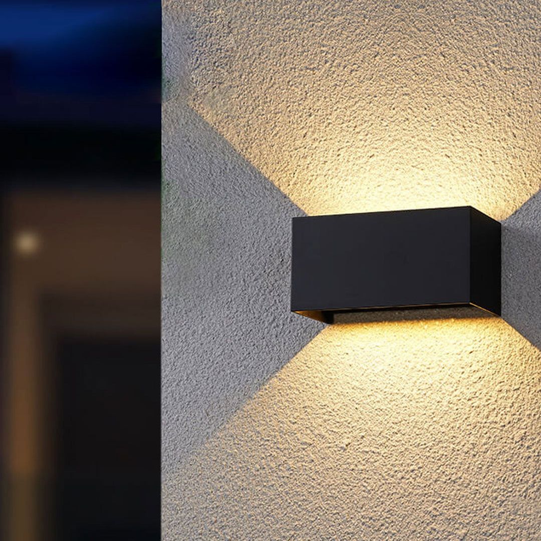 Modern Outdoor Waterproof Rectangular LED Up and Down Illuminated Outdoor Wall Sconce Lamp | Stornfield