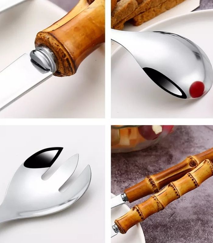 Stornfield | Bamboo Salad Serving Utensils Kitchen Accessories