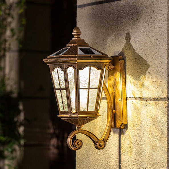 European Solar Outdoor Lantern Aluminum Glass Waterproof 1-Light Wall Sconce Lamp | Stornfield