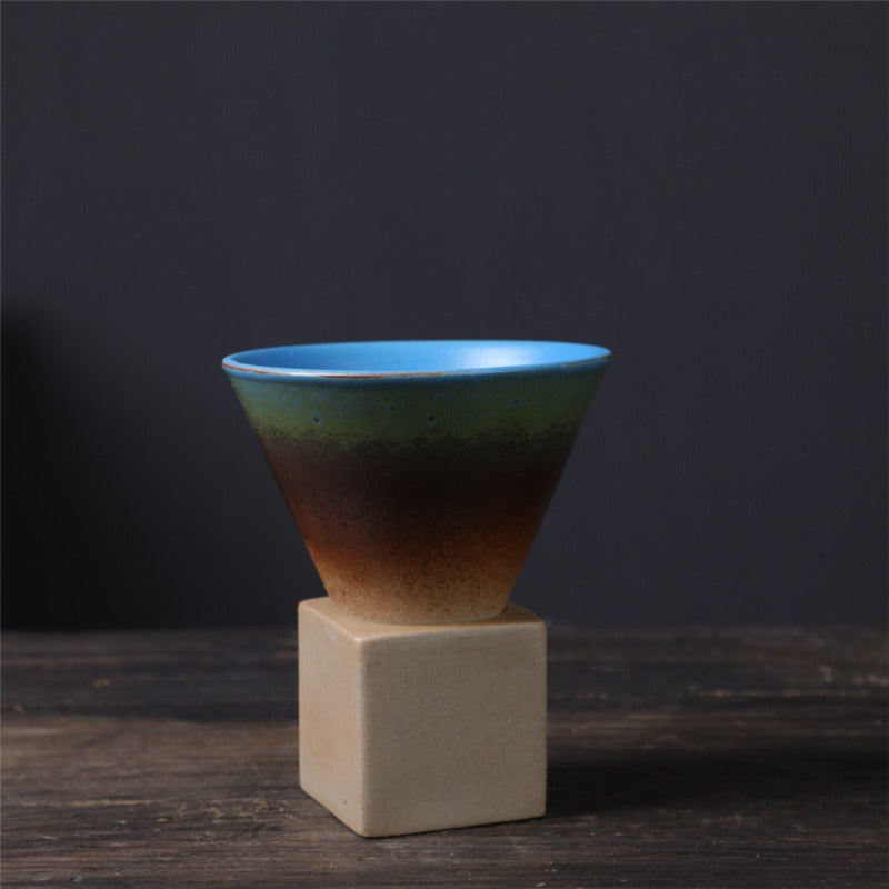 Coarse Pottery Coffee Mug with Conical Seam Base Cup & Base Set | Stornfield