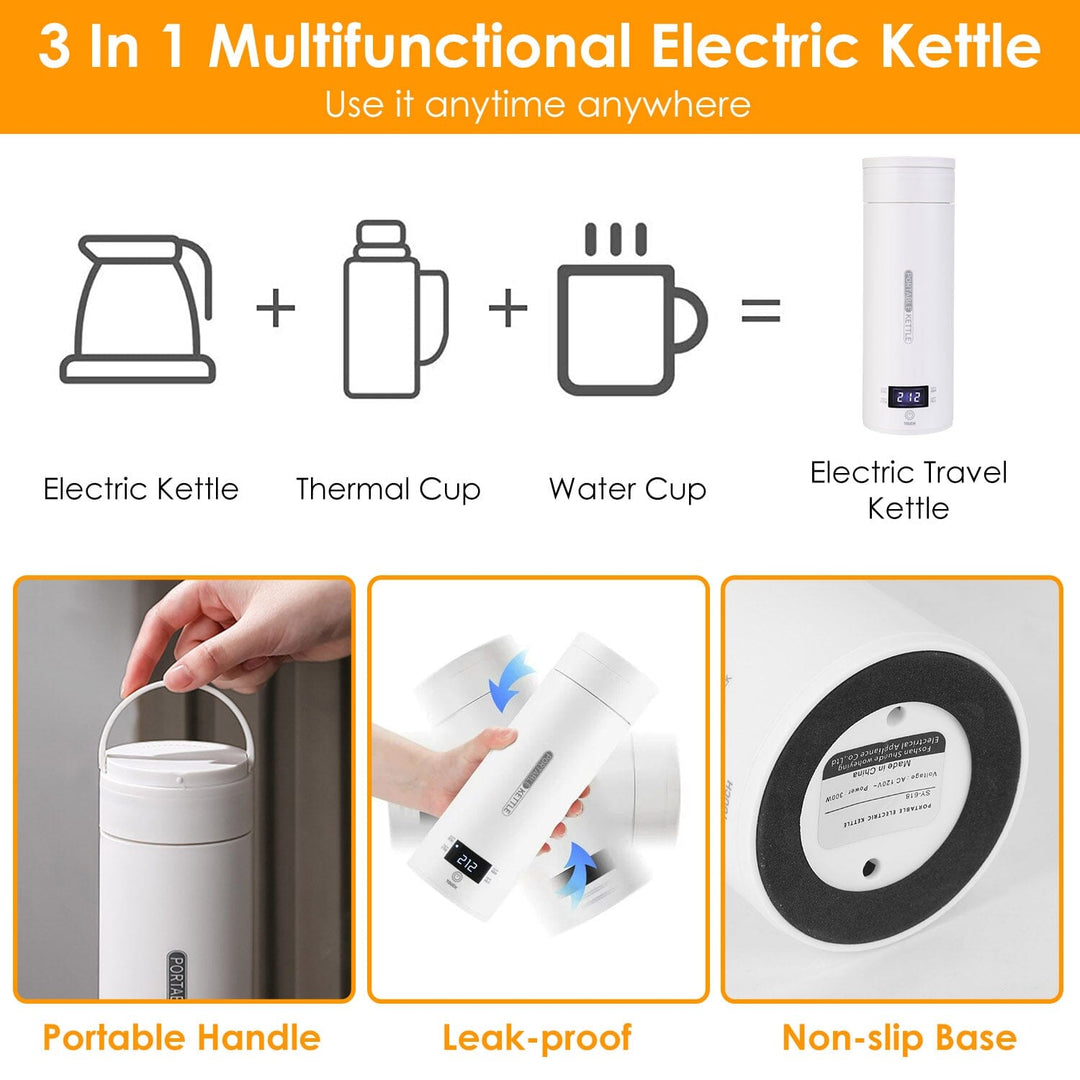 Stornfield | 17oz Stainless Steel Travel Electric Kettle with 4 Temperature Settings
